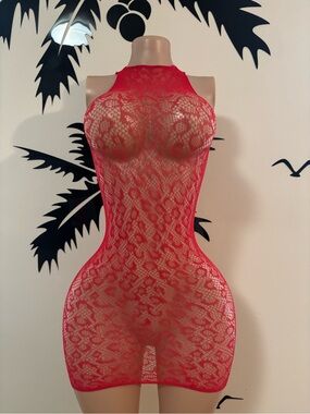 Red Lace Sheer Bodycon 👠